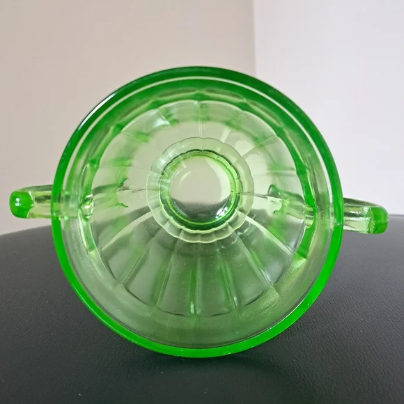 Pair Of Uranium Glass Open Sugar Bowls - Picture 4 of 10